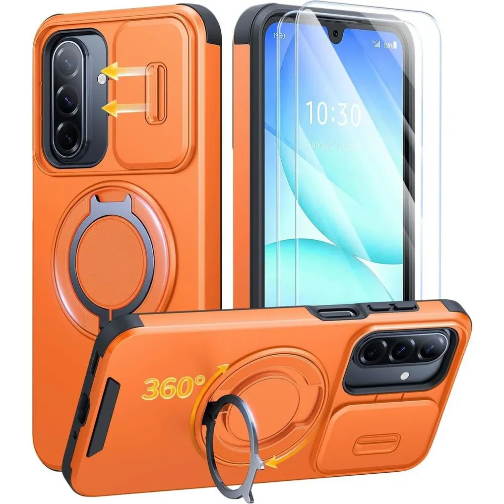 JAME Samsung Galaxy A16 A17 5G Case Slide Camera Cover Ring Kickstand Armor